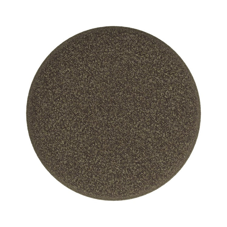 Sem Round Accent Ottoman, Dark Brown Channel Stitched Boucle 18 Inch