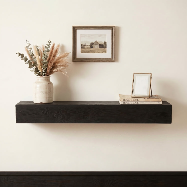 48'' Embossed Fireplace Mantel Western Red Cedar Wall Mounted & Floating Shelf For Home Decor