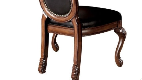Chateau Black Synthetic Leather & Cherry Finish De Ville Side Chair Set Of 2