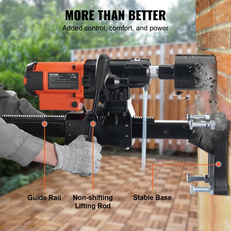 Diamond Core Drilling Machine, 8In Wet&Dry Concrete Core Drill Rig With Stand, 750Rpm Speed & 1 1 4" 5 8" Thread & Lifting Handle, 8In Drilling Diameter For Concrete Brick Block Stone, 2500W