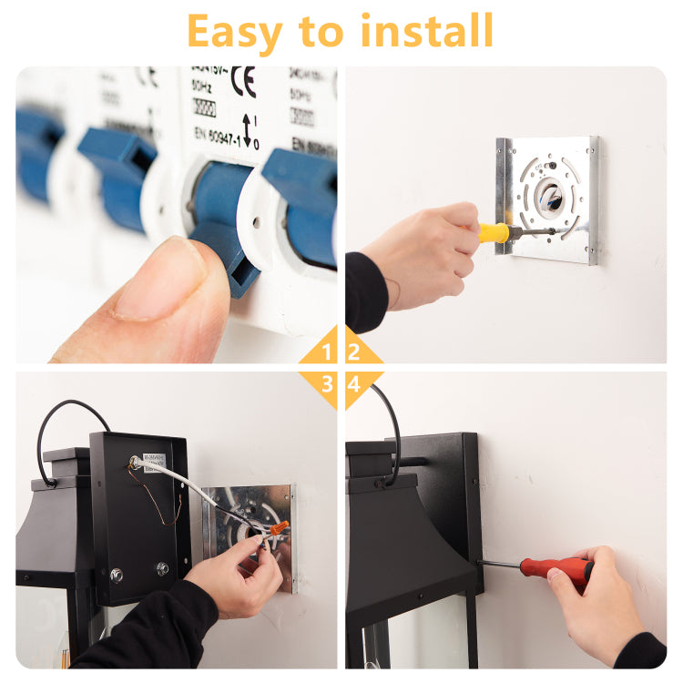 20'' Outdoor Wall Light, Porch Light Outdoor Wall Sconce Lantern, 2 Light Modern Black Exterior Lighting Fixture Wall Mount, Outside Light For House Garage, 1 Pack