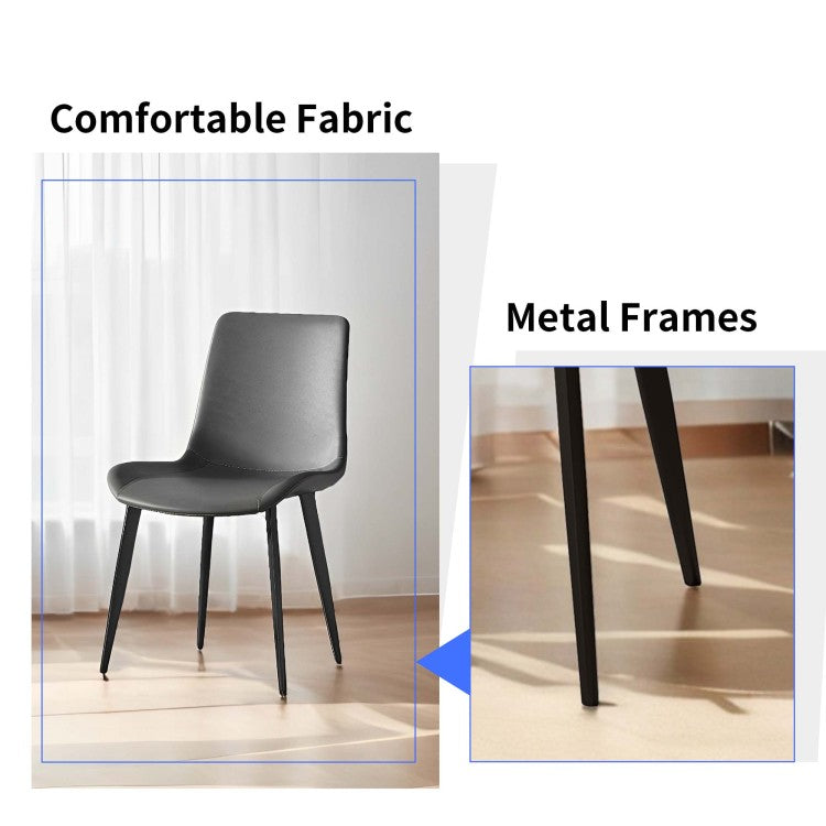 Dining Chairs 4Pcs, Modern Kitchen & Dining Room Chairs, Upholstered Faux Leather Cushion Seat And Sturdy Metal Legs