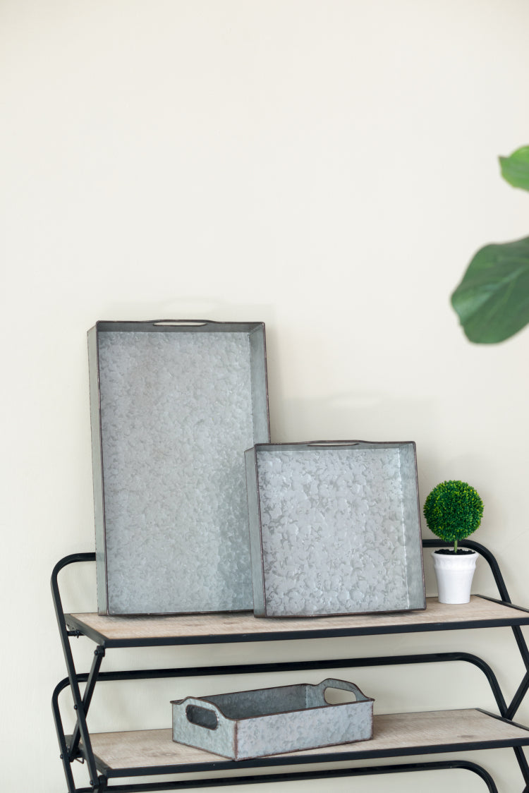 S 3 Decorative Galvanized Gray Nesting Trays