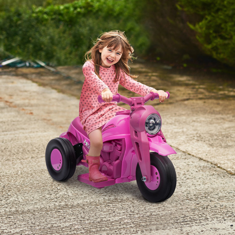 Qaba Ride On Bubble Car, 6V Kids Motorcycle, 3 Wheeled 2 Mph Electric Motorbike For Toddler With Led Headlight, Music, Forward & Reserve, Pink