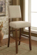 Rustic Style 2Pc Bar Chair Padded Seat And Back Nailhead Trim Rustic Oak Finish Dining Room