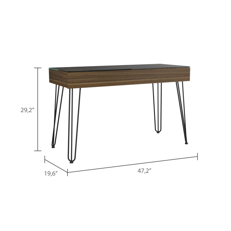 Kyoto 120 Writing Desk, Hairpin, One Drawer