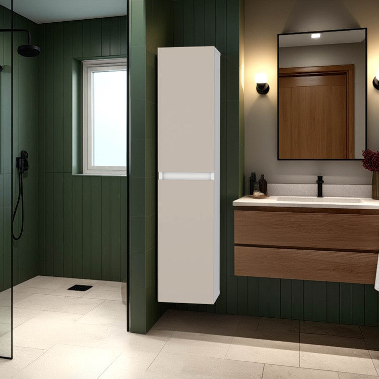 Dateland Two Door Wall Cabinet, Stylish Vertical Storage For Bathroom Or Kitchen, Light Beige And White