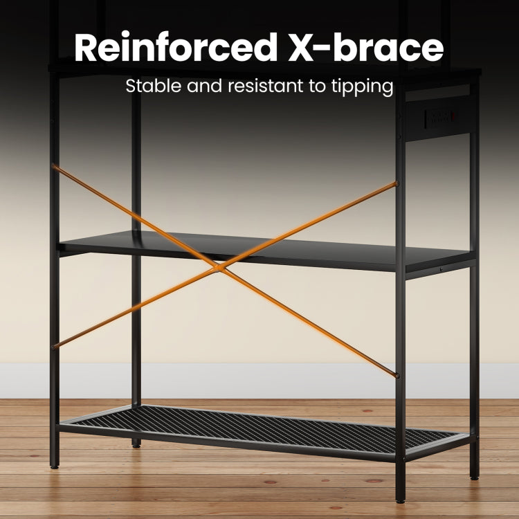 Large 5 Tier Bakers Rack With Electrical Outlets, 39 Inch Microwave Stand & Coffee Bar, Kitchen Storage Shelf For Home, Counter Space Organizer