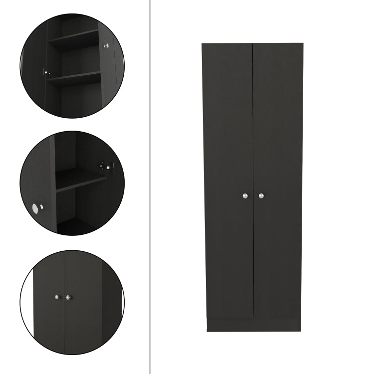 Multistorage Cabinet 71" H, Two Doors, Five Internal Shelves, Black