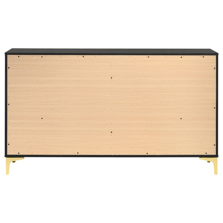 Lexie Black And Gold 6 Drawer Rectangular Dresser