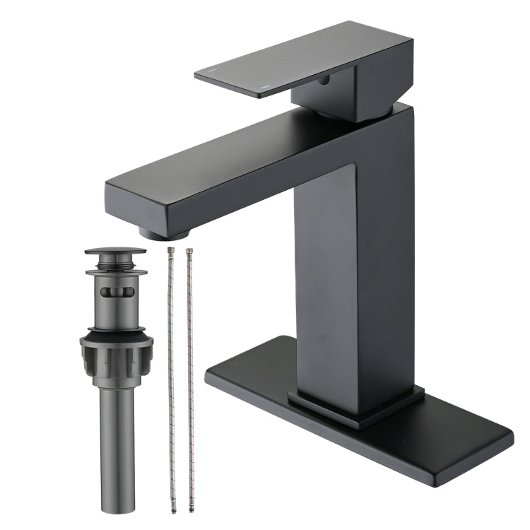 Bathroom Faucet Single Hole, Single Handle Stainless Steel Faucet For Bathroom Sink With Deckplate And Drain Assembly