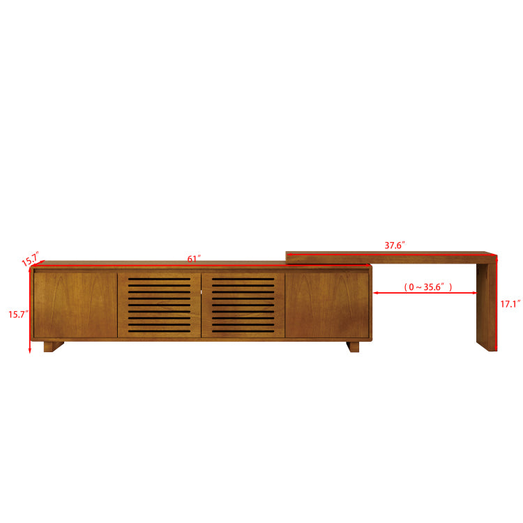 63" Mid Century Modern Extendable Tv Stand For Tvs Up To 75", Media Console Tv Cabinet For Living Room, Farmhouse Entertainment Cabinet With Storage & Adjustable Panel