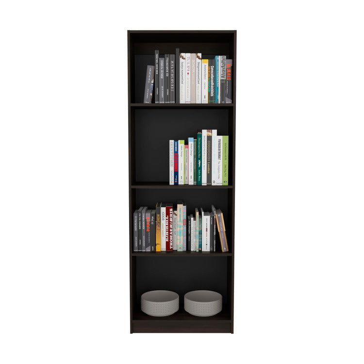 Home Tall Elegant 4 Shelf Bookcase Kronos, Open Storage, Stained Walnut