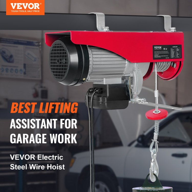 Electric Hoist, 1320 Lbs Lifting Capacity, 1150W 110V Electric Steel Wire Winch With 14Ft Wired Remote Control, 40Ft Single Cable Lifting Height & Pure Copper Motor, For Garage Warehouse Factory