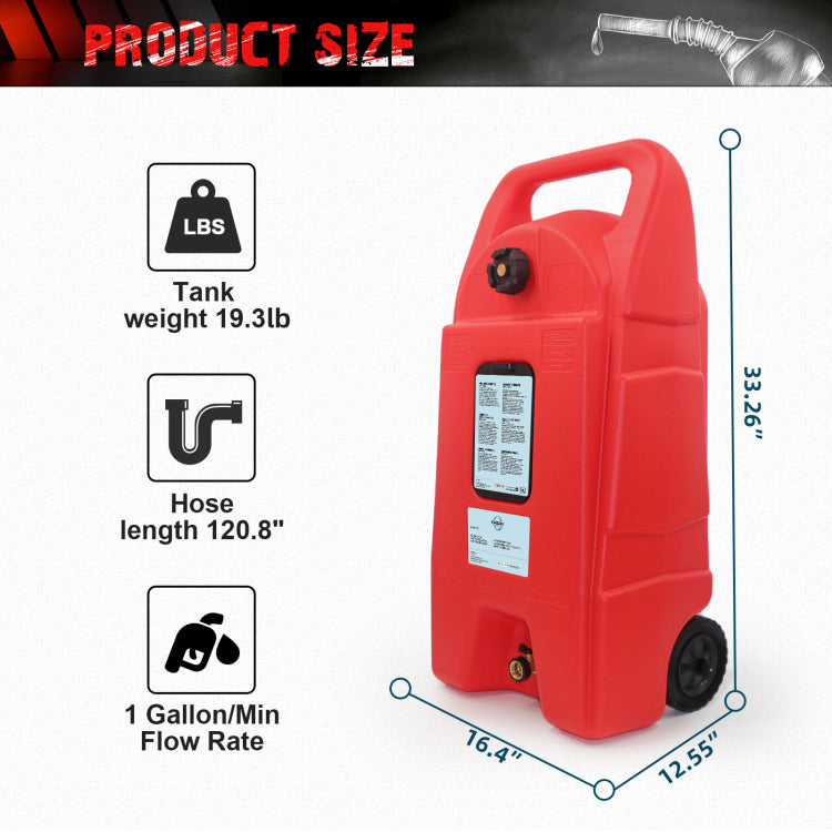 15 Gallon 57 L Gas Caddy With Wheels, Fuel Transfer Tank Gasoline Diesel Can,Fuel Storage Tank For Automobiles Atv Car Mowers Tractors Boat Motorcycle Red