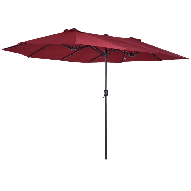 Outsunny Extra Large 15Ft Patio Umbrella, Double Sided Outdoor Umbrella With Crank Handle And Air Vents For Backyard, Deck, Pool, Market, Wine Red