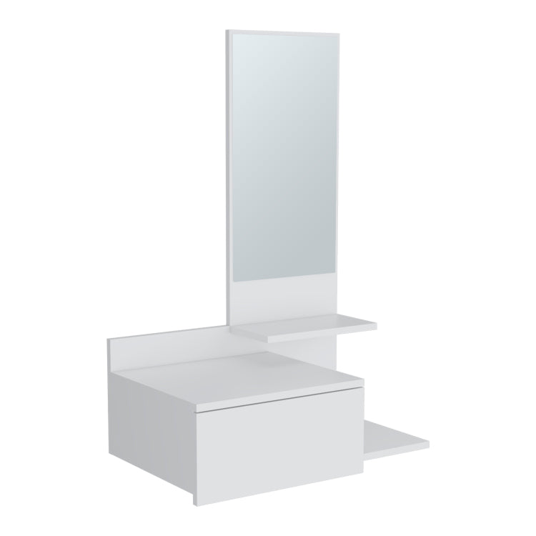 Vienna 23.6" Wide 3 Tier Shelf Floating Mirror Console Table, Full Extension Drawer White