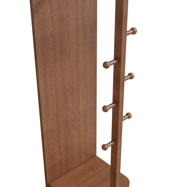 360 Rotating 69"X20" Multifunctional Full Length Mirror With Hook Storage Rack Coat Rack With Mirror Solid Wood Floor Mirror Bedroom Living Room Cloakroom Space Saving Walnut