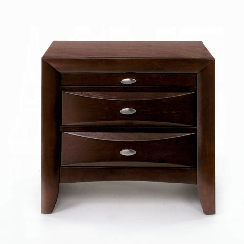 1Pc Espresso Finish Nightstand Two Storage Drawers And Pull Out Tray Wooden Bedroom Furniture