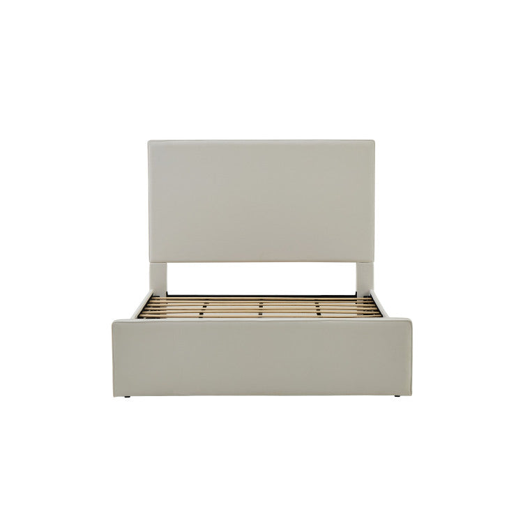 Lucas Tall Headboard Upholstered Bed 52" High Headboard Elegant Simplicity No Box Spring Needed Easy Assembly Queen Coconut Micro Suede