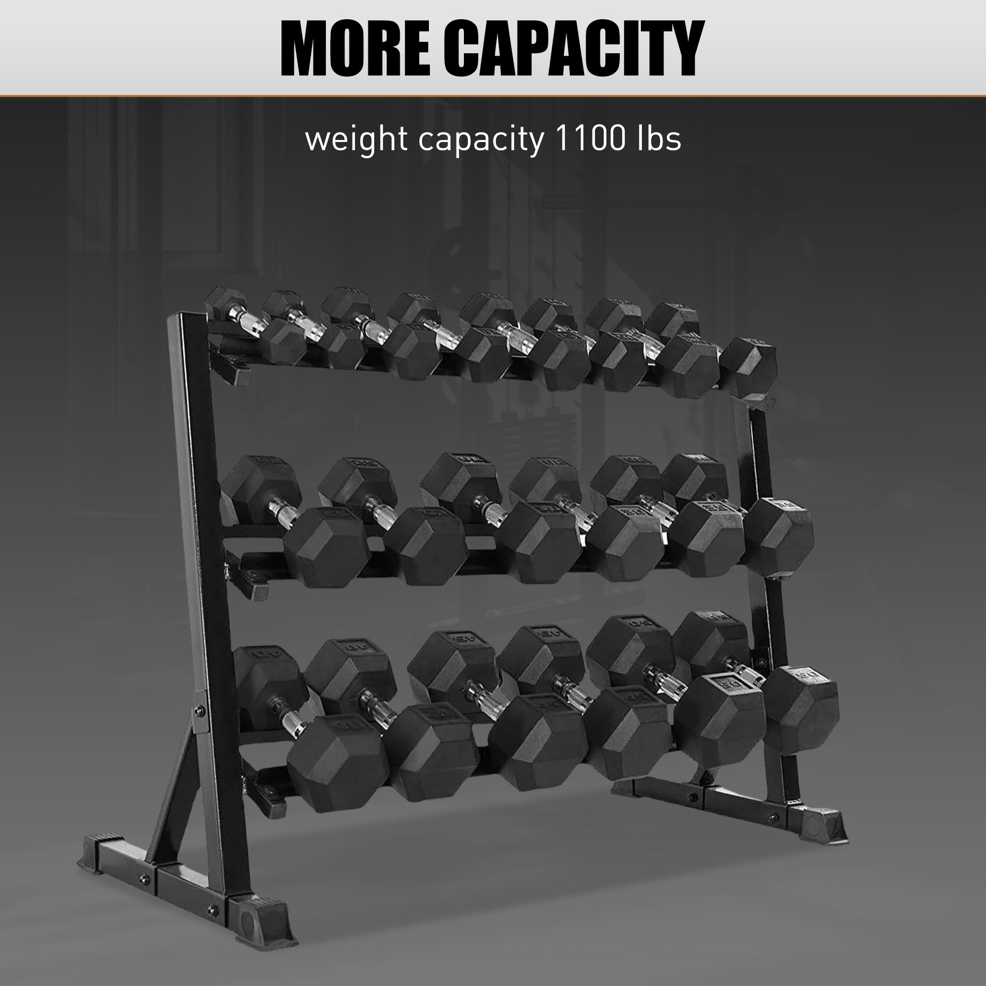 3 Tier Dumbbell Rack Stand: Holds 5 50Lb Weights With A 1100 Lb Max Capacity. Designed Specifically For Dumbbell Storage