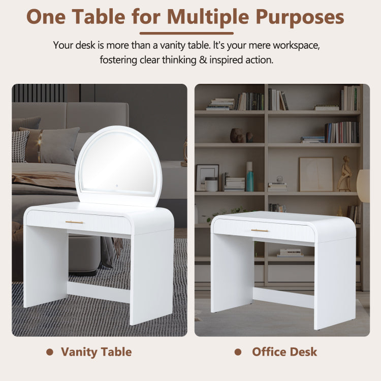 39" Makeup Vanity Table With Mirror Touch Screen Lighted Mirror, Dressing Table With Drawer For Bedroom, White