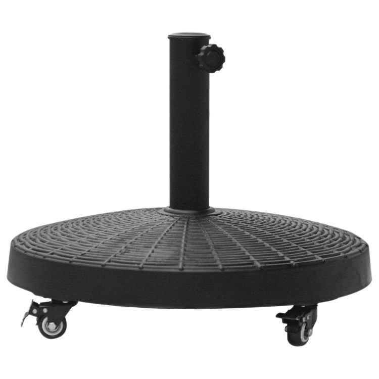 Outsunny 50 Lbs. Umbrella Base, 20.5", Round Heavy Duty Umbrella Stand With Wheels For 1.5" Or 2" Umbrella Poles, Patio Market Stand For Outdoor, Lawn, Deck, Poolside, Black