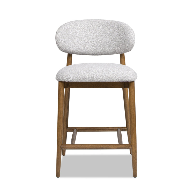 Locke 26.5" Modern Upholstered Counter Stool With Wood Frame, Salt & Pepper Boucle