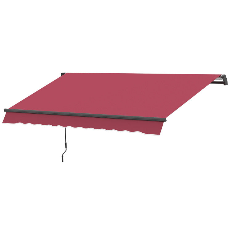 Outsunny 10' X 8' Retractable Awning, Patio Awnings, Sunshade Shelter W Manual Crank Handle, Uv & Water Resistant Fabric And Aluminum Frame For Deck, Balcony, Yard, Red
