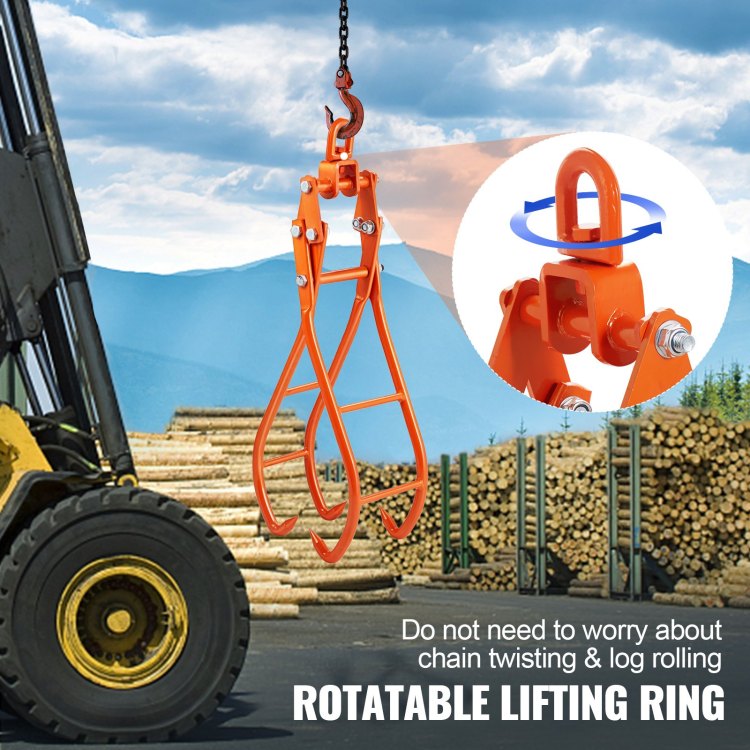 Timber Claw Hook, 36 Inch 4 Claw Log Grapple For Logging Tongs, Swivel Steel Log Lifting Tongs, Eagle Claws Design With 3307 Lbs 1500 Kg Loading Capacity For Tractors, Atvs, Trucks, Forklifts