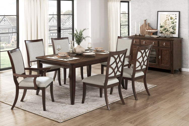 Traditional Dining Armchairs Set Of 2Pc, Cherry Finish Wooden Beige Upholstered Seat Formal Chairs Dinng Room Furniture