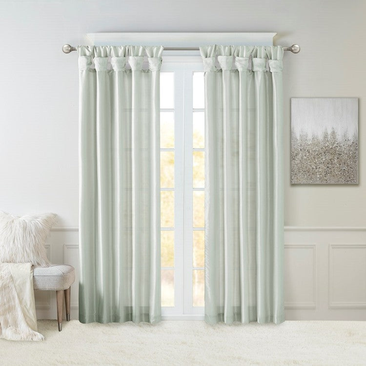 Twist Tab Lined Window Curtain Panel Dusty Aqua 50X84"