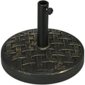 Outsunny 18" Patio Umbrella Base, 40 Lbs. Concrete Heavy Duty Umbrella Stand With Metal Umbrella Holder For 1.5" Or 2" Umbrella Poles, Round Market Umbrella Stand For Outdoor, Lawn, Poolside, Bronze