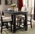 Antique Black Bold Distressed 1Pc Counter Height Dining Table Dining Room Furniture Center Beam For Support Footret
