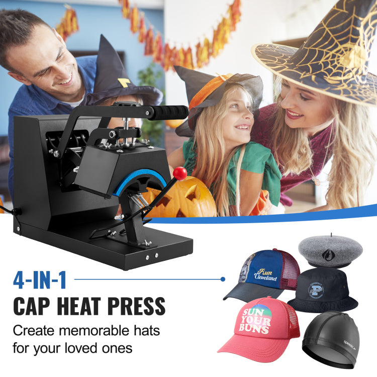 Hat Heat Press, 4 In 1 Cap Heat Press Machine, 6X3Inches Clamshell Sublimation Transfer, Lcd Digital Timer Temperature Control With 4Pcs Curved Heating Elements 6X3 6.7X2.7 6.7X2.7 8.1X3.5