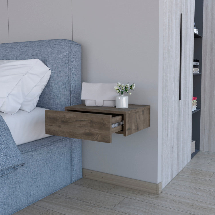 Vienna Floating Nightstand, Sleek Wall Mounted Design With Spacious Drawer Storage