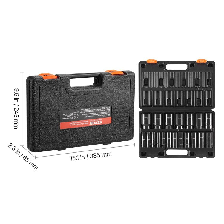 Impact Socket Set 1 2 Inches 19 Piece Impact Sockets, Deep Socket, 6 Point Sockets, Rugged Construction, Cr V, 1 2 Inches Drive Socket Set Impact 3 8 Inch 1 1 2 Inch, With A Storage Cage