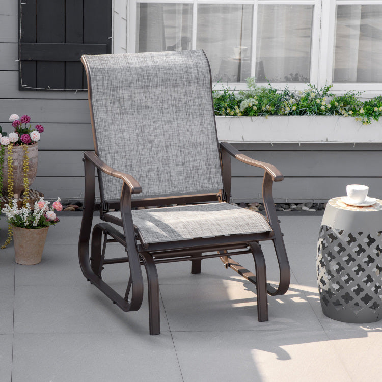 Outsunny Outdoor Glider Chair, Gliders For Outside Patio With Steel Frame And Mesh Fabric For Backyard, Garden, And Porch, Gray