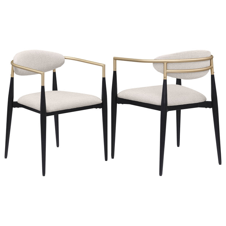 Mistra Beige Fabric Upholstered Dining Arm Chair Set Of 2