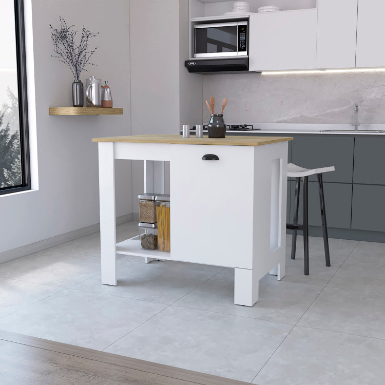 Lander Kitchen Island With Single Door And Lower Open Shelf