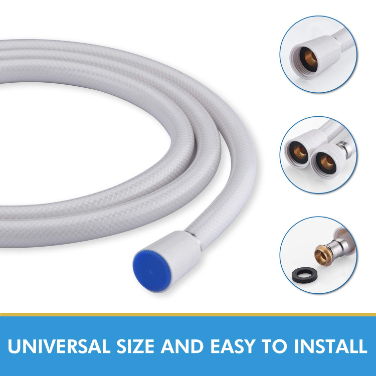 Pvc Shower Hose 59 Inches Extra Long Smooth Handheld Shower Hose Flexible Anti Kink Handheld Shower Head Hose With Brass Spin Inner Core White