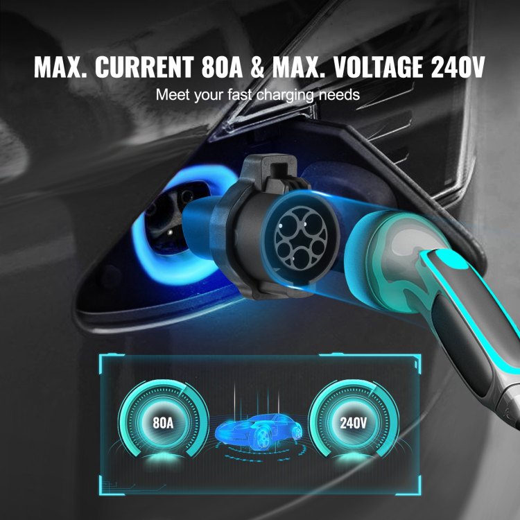 J1772 To Tesla Charger Adapter, 80 Amp 240V Ac, Sae J1772 Ev, With Storage Bag Anti Drop Lock Ip65 Tested To Ul Standards Material, Compatible With Tesla Model 3, Y, S, X