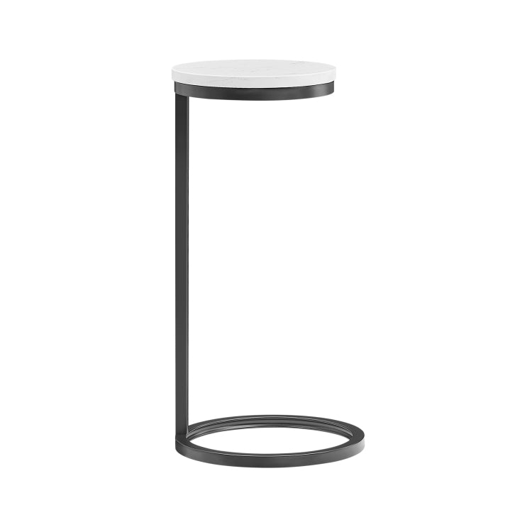 Cerro Round Metal Accent Table With Marble Top