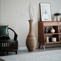 Hand Woven Pvc Rattan Floor Vase, 39.37 Inch Tall Decorative Vase For Home Decor, Beigegreytwo Tone Farmhouse Vase For Living Room, Bohemian & Coastal Style