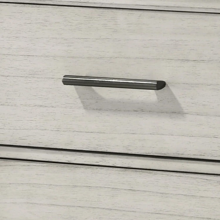 Jeni Nightstand, 2 Drawers, Chrome Handles, Rustic White Mist