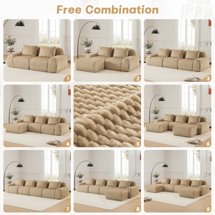 82" Modern Modular Sectional Sofa For Living Room,Flannelette Fabric,Highly Textured,Oversized 2 Seater Couch With Deep Seat,Buckle Connection,Anti Slip Design,No Assembly,Boneless Sofa,Light Camel