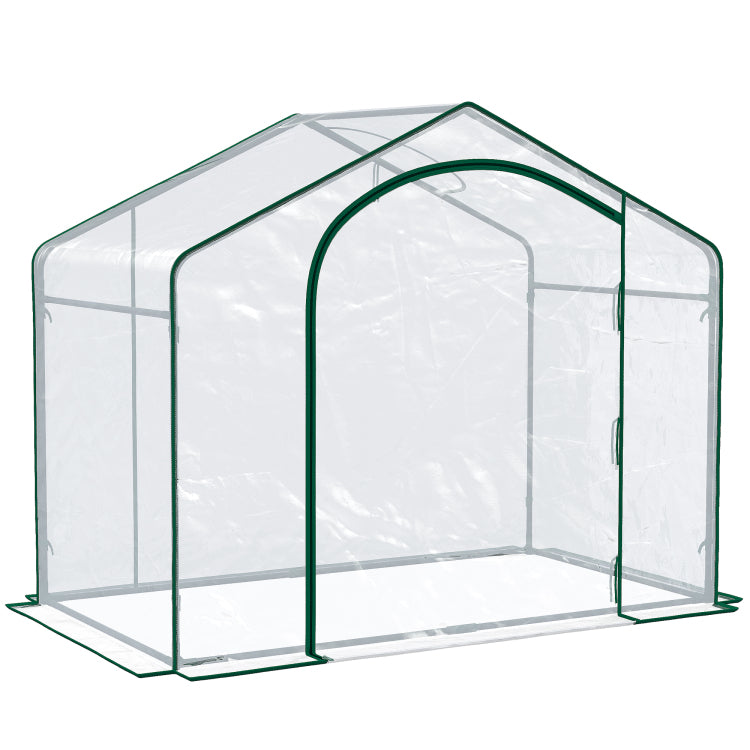 Outsunny 6' X 3' X 5' Portable Walk In Greenhouse, Pvc Cover, Steel Frame Garden Hot House, Zipper Door, Top Vent For Flowers, Vegetables, Saplings, Clear