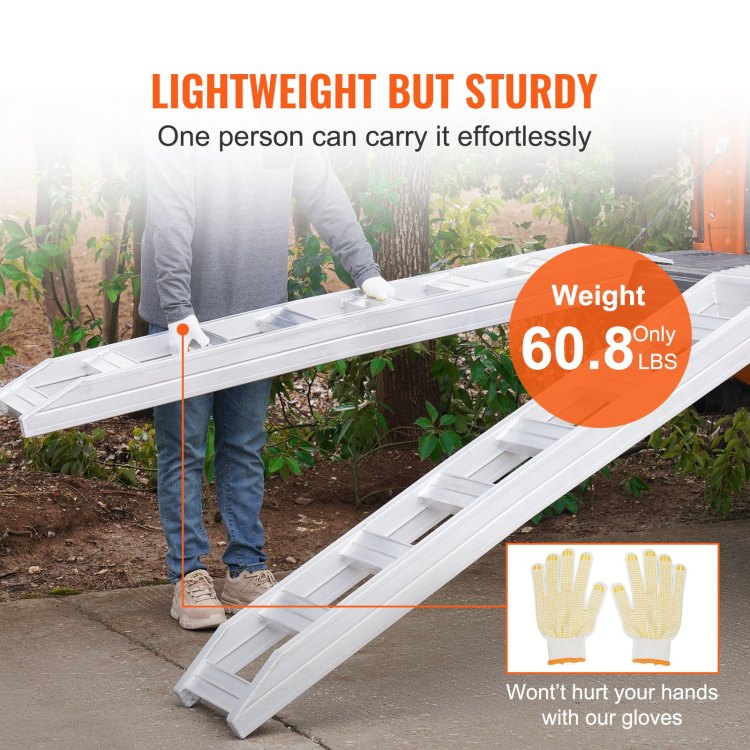 Aluminum Ramps, 8810 Lbs, Heavy Duty Ramps With Top Hook Attaching End, Universal Loading Ramp For Motorcycle, Tractor, Atv Utv, Trucks, Lawn Mower, 72"L X 15"W, 2Pcs