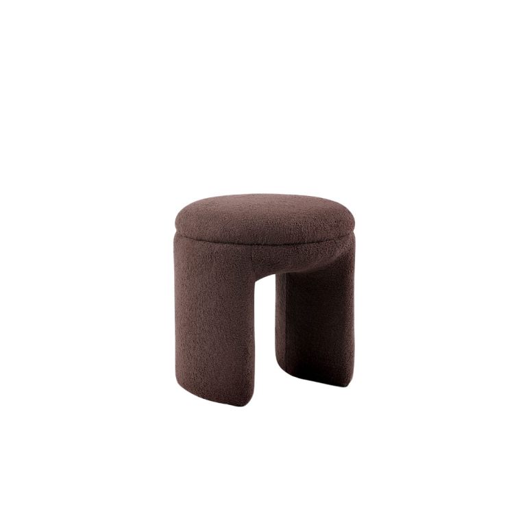 Brown Finish Round Top 1Pc Accent Stool Contemporary Style Bench Design Primary Living Room