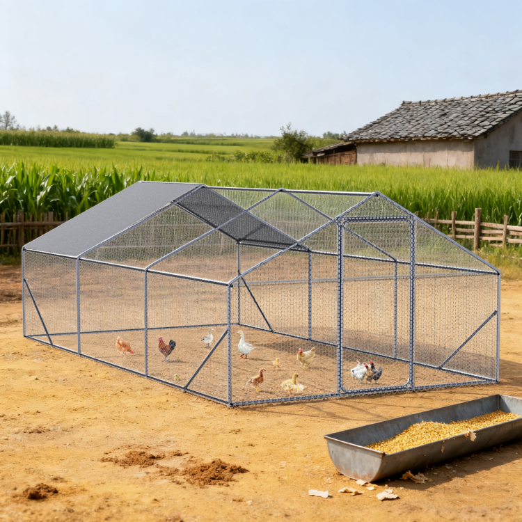 Xpt035 Outdoor Chicken Coop Metal Big Space 20*10*6Ft 3 Unit For Outdoor Farm Use